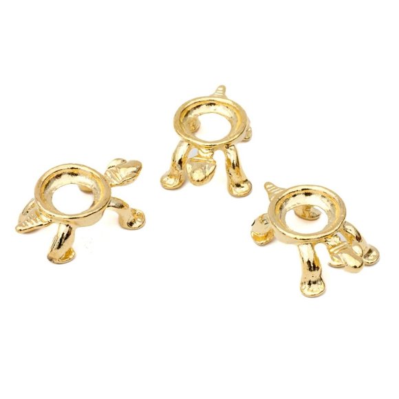 Mini Gold Tone Turtle Display Stand Gemstone Eggs Spheres Marbles Ball Holders - Picture 8 of 10